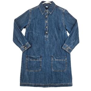 Old Navy Womens Denim Shirt Dress Medium Wash Cotton Long Sleeve Blue Small